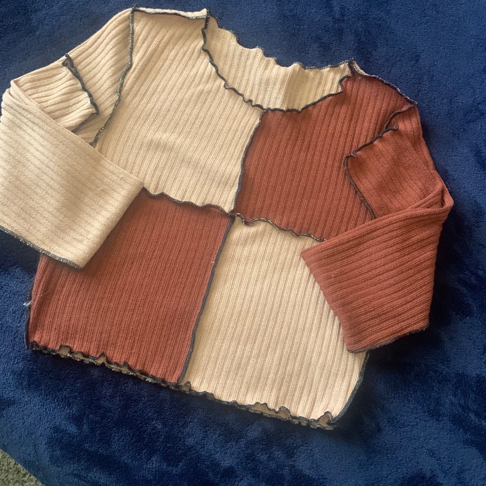 Brown and tan crop top